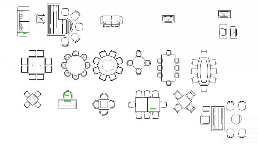 Multiple dining table elevation blocks cad drawing details dwg file