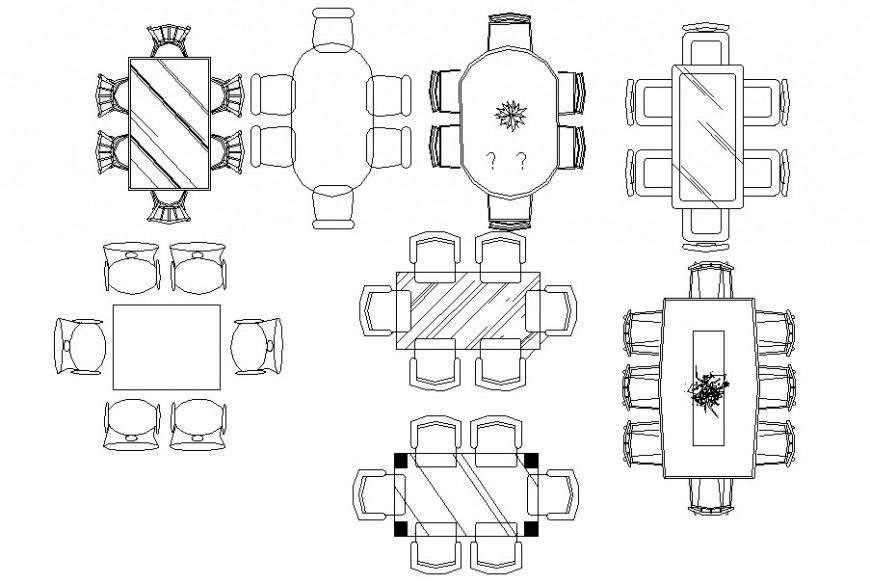 Multiple dining table elevation blocks for hotel cad drawing details dwg file