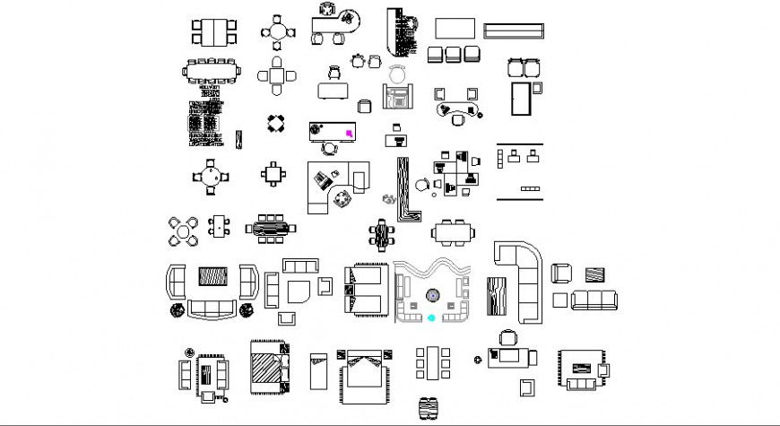 Multiple dining tables, desks and hotel furniture blocks cad drawing details dwg file