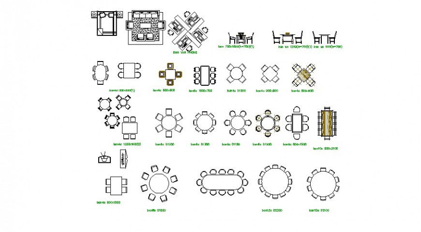 Multiple dining tables, sofa set and furniture blocks cad drawing details dwg file