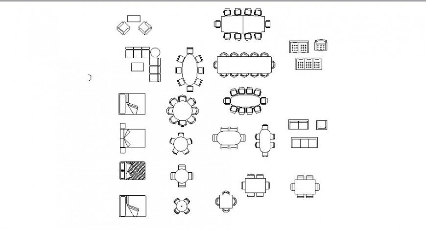 Multiple dining tables and furniture blocks cad drawing details dwg file