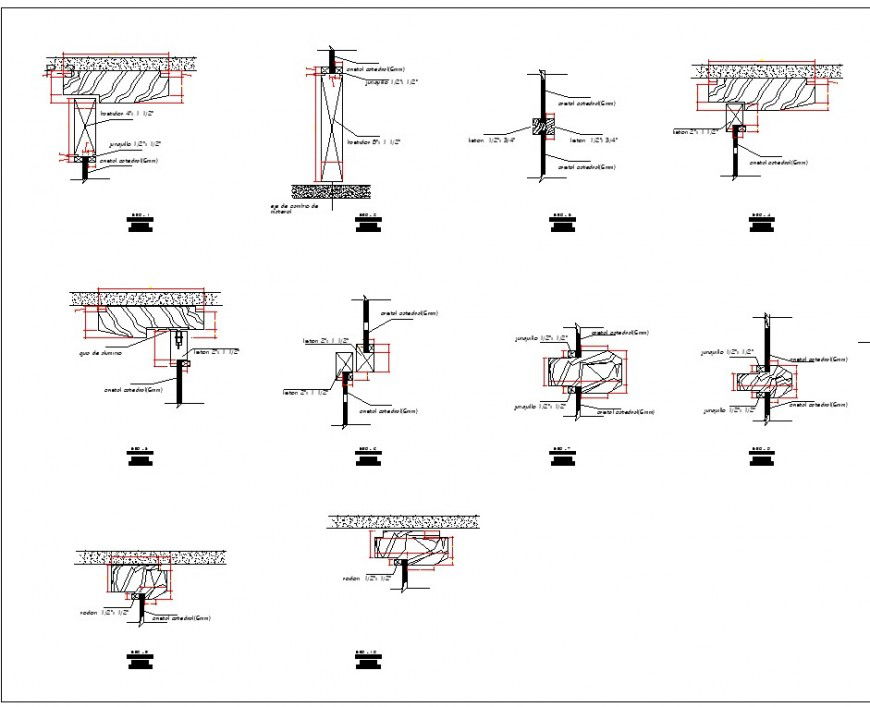 Multiple door frames and installation cad drawing details dwg file