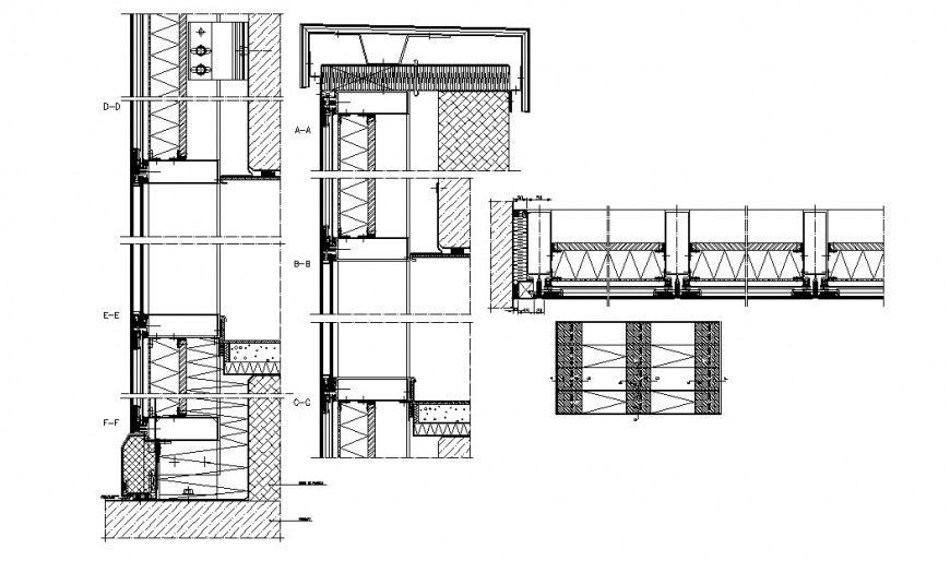 Multiple door opening and carpentry with installation cad drawing details dwg file