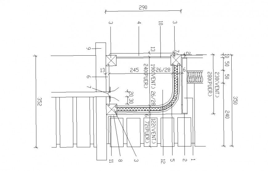 Multiple door openings and installation cad drawing details dwg file
