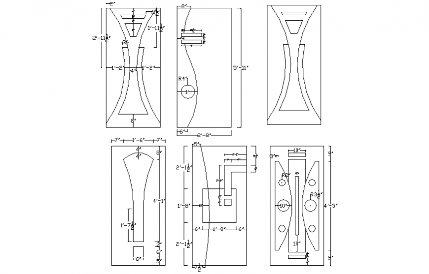 Multiple doors 2d elevation cad blocks details dwg file