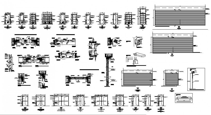 Multiple doors and window and gate installation details dwg file