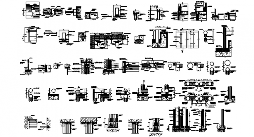 Multiple doors and windows elevations and installation details dwg file