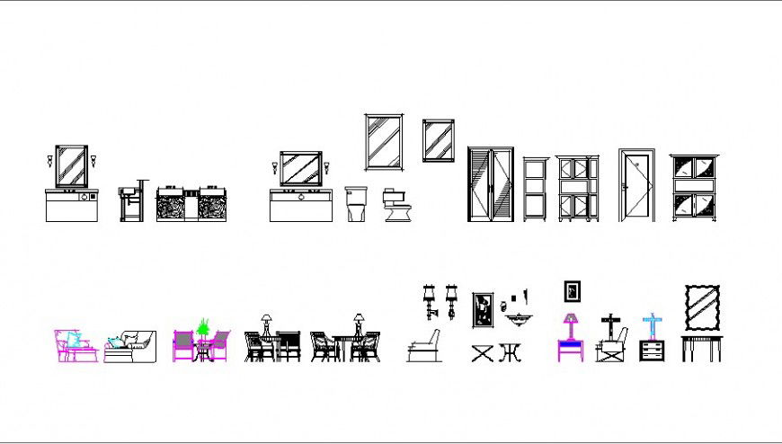 Multiple drawing room, hotel and interior-furniture blocks cad drawing details dwg file