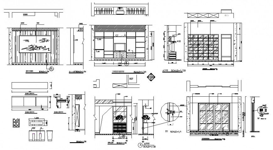 Multiple drawing room cabinets and furniture blocks cad drawing details dwg file