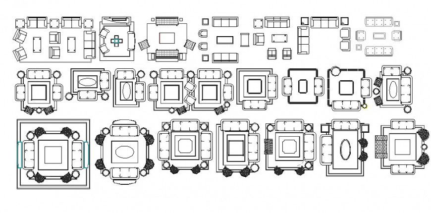 Multiple drawing room furniture blocks cad drawing details dwg file