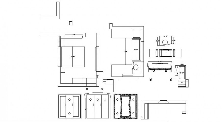 Multiple drawing room furniture elevation drawing details dwg file