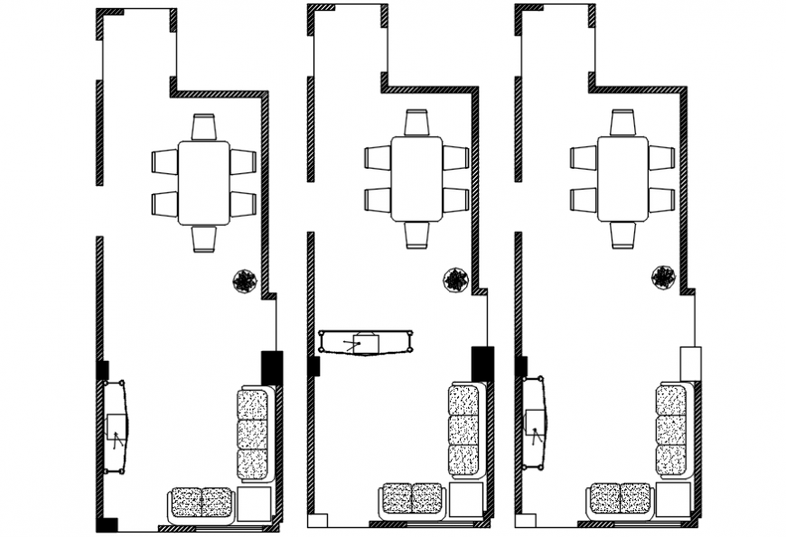 Multiple drawing room layout plan cad drawing details dwg file