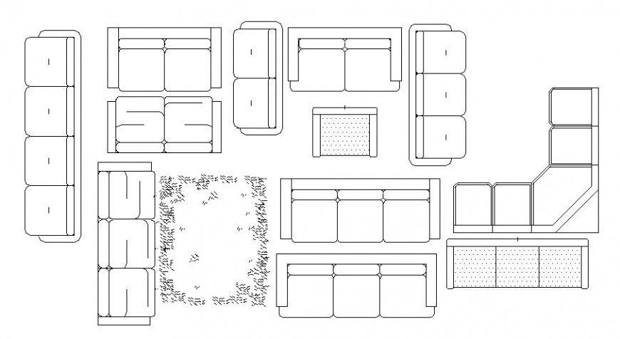 Multiple Drawing Room Sofa Set CAD Blocks in DWG Format