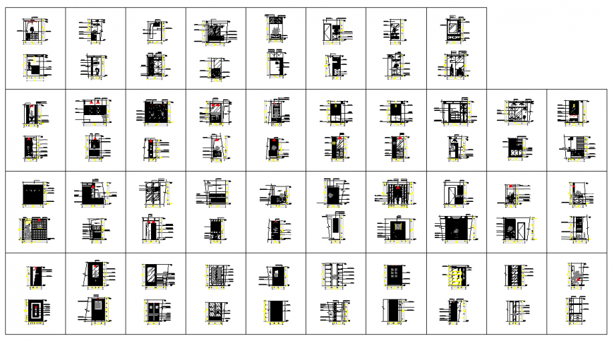 Multiple entrance door blocks cad drawing details dwg file