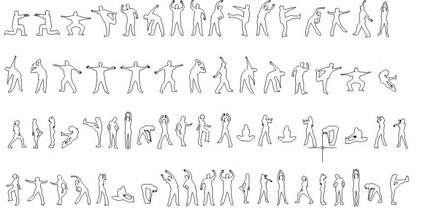 Multiple exercise people elevation blocks drawing details dwg file