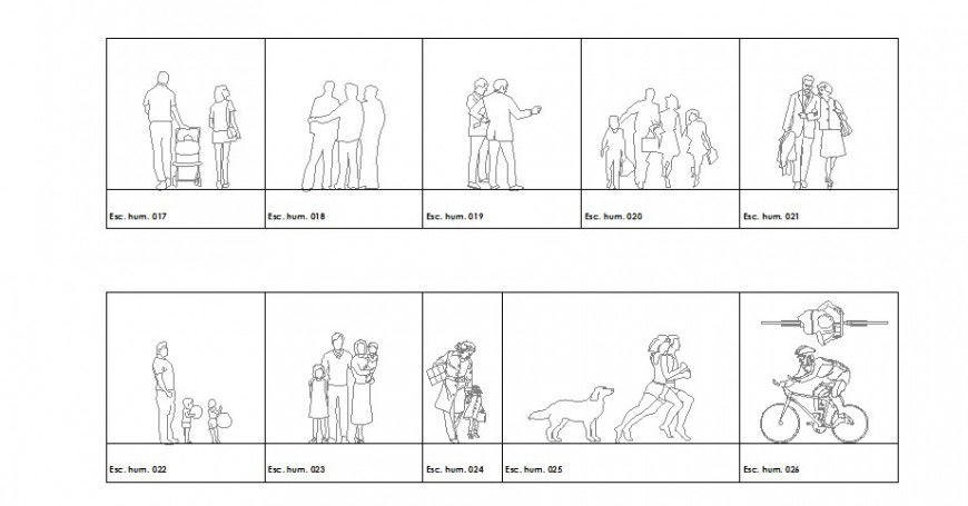 Multiple family and group people blocks cad drawing details dwg file