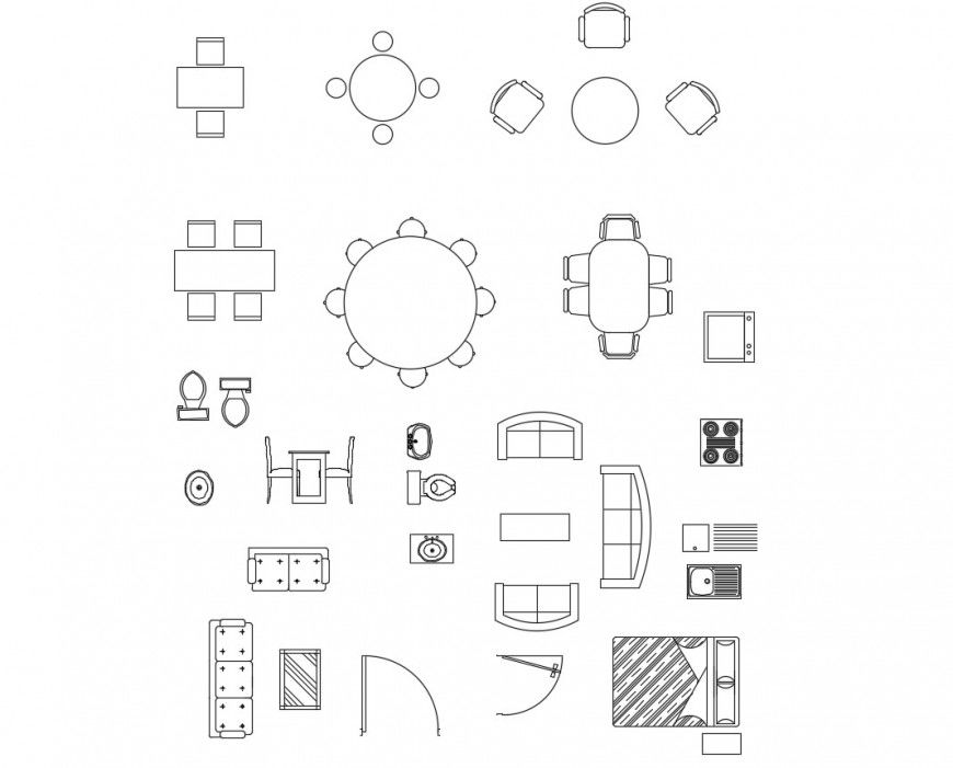 Multiple furniture elevation 2d blocks cad drawing details dwg file