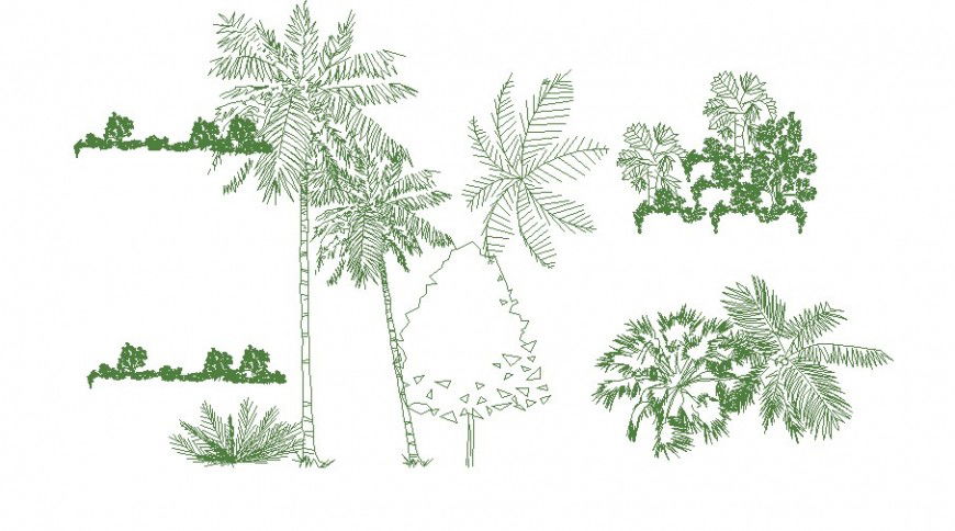 Multiple garden tree plant blocks cad drawing details dwg file