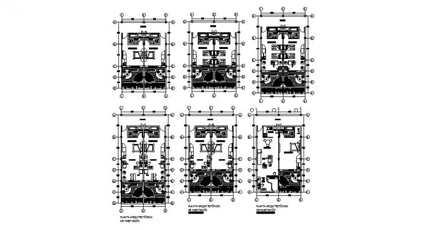 Multiple hotel bedrooms and master bedrooms plan cad drawing details dwg file