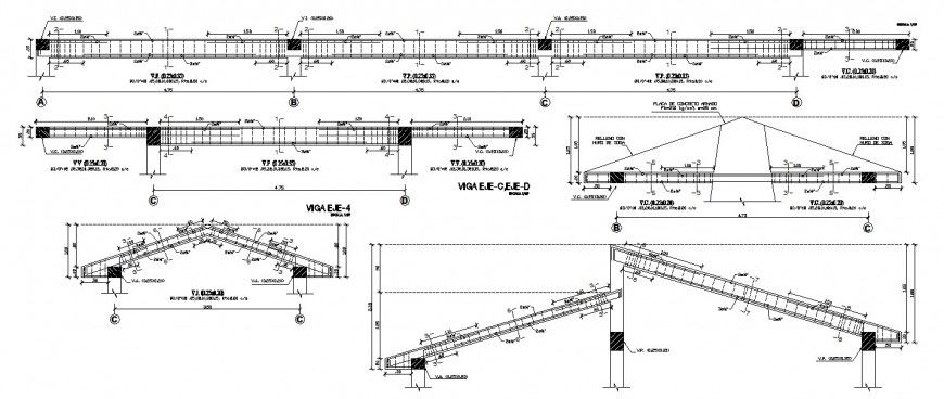 Multiple hotel building beams constructive structure cad drawing details dwg file