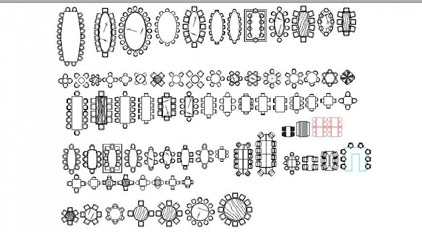Multiple hotel dining table elevation blocks cad drawing details dwg file
