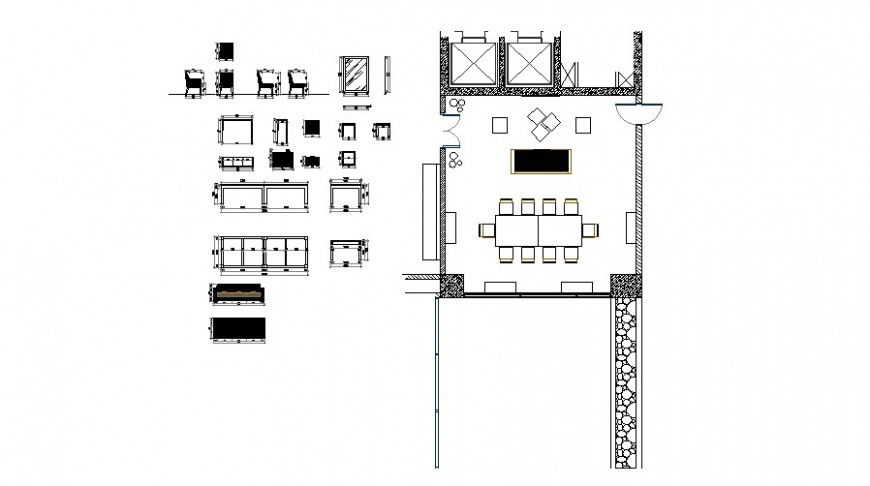 Multiple hotel furniture blocks cad drawing details dwg file