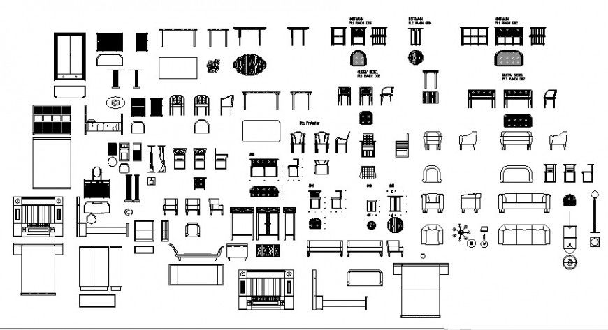 Multiple house-hold furniture units blocks detail elevation autocad fil