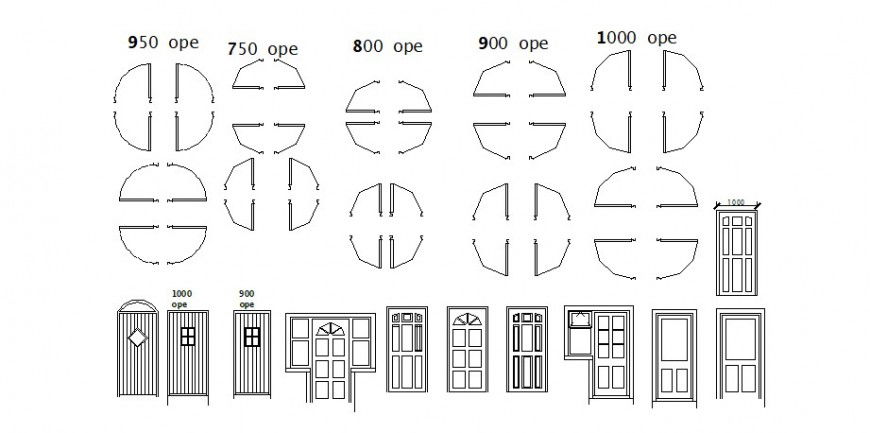 Multiple house door elevation 2d blocks cad drawing details dwg file