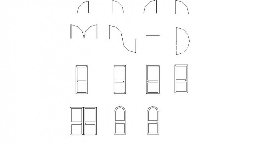 Multiple house doors elevation blocks cad drawing details dwg file