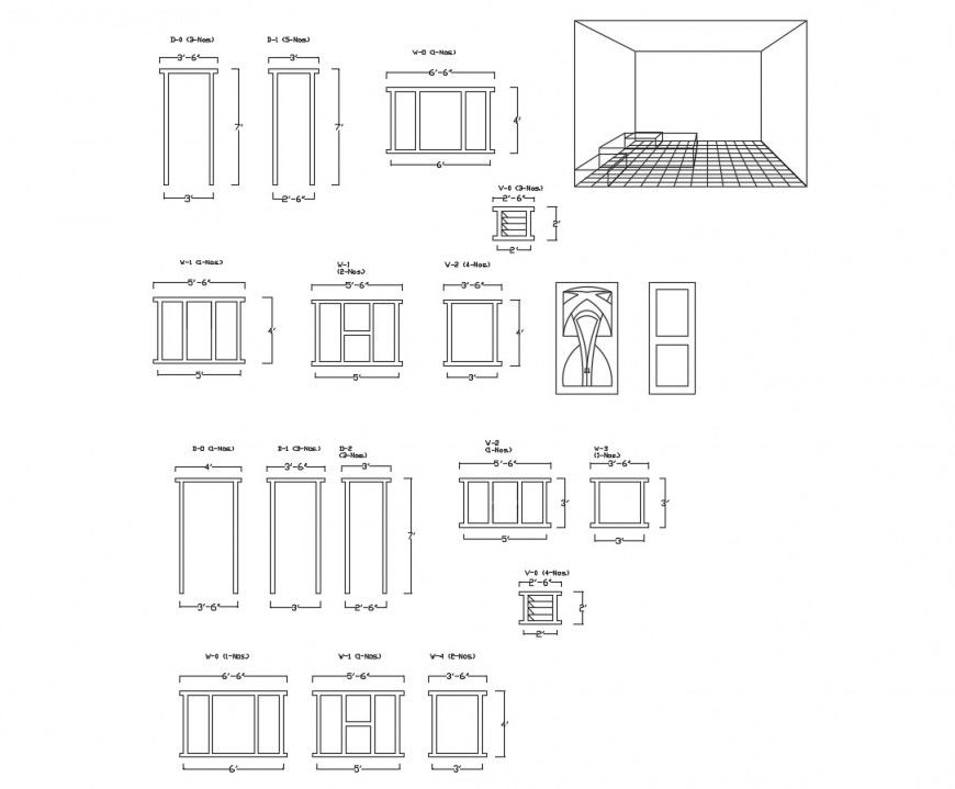 Multiple house windows elevation block cad drawing details dwg file