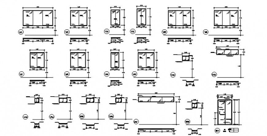 Multiple house windows elevation blocks drawing details dwg file