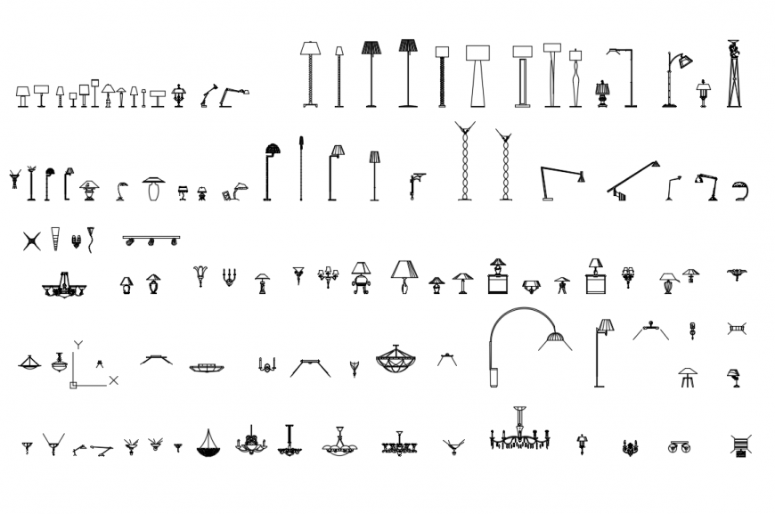Multiple household desk lamps creative cad blocks details dwg file