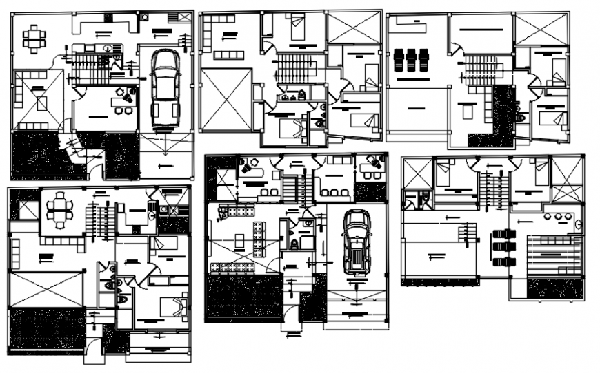 Multiple houses for apartment building distribution plan cad drawing details dwg file