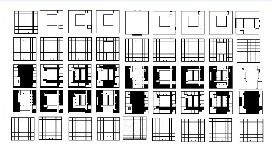 Multiple houses framing plan structure for apartment building dwg file