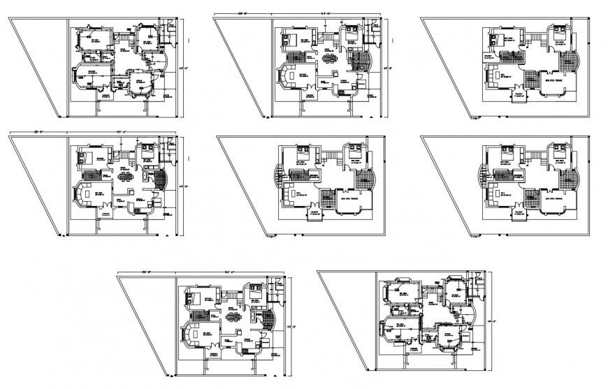 Multiple houses of apartment building architecture layout plan cad drawing details dwg file