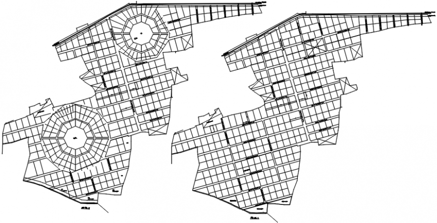 Multiple houses plotting and site plan drawing details dwg file