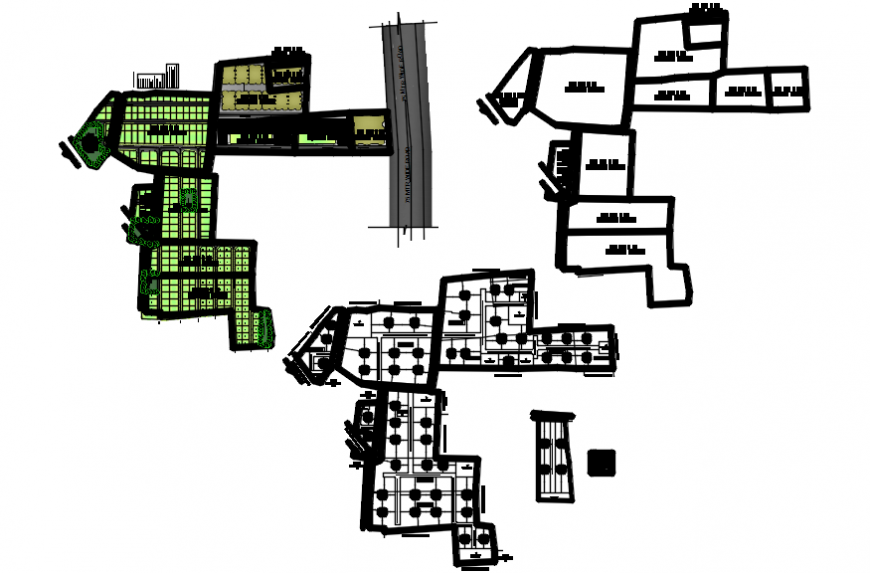 Multiple housing blocks site plan and plotting details dwg file