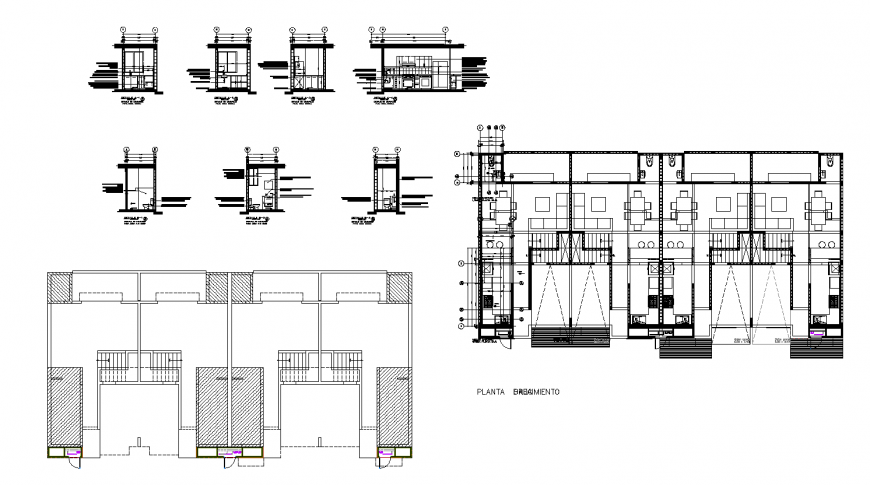 Multiple housing blocks with sanitary installation cad drawing details dwg file