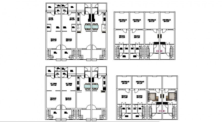 Multiple housing building floor plan layout cad drawing details dwg file