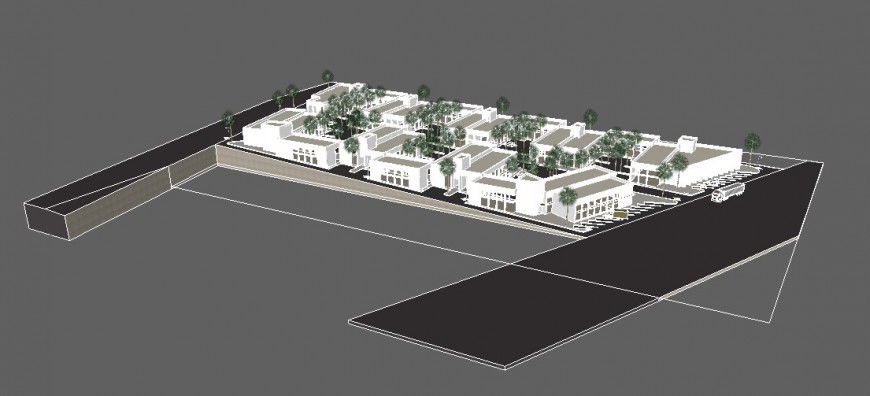 Multiple housing colony 3d houses model cad drawing details skp file