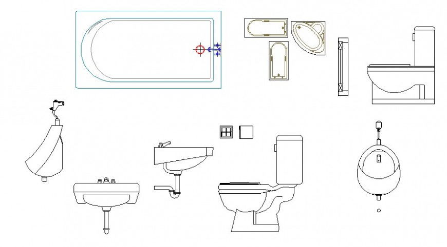 Multiple hygiene services blocks cad drawing details dwg file