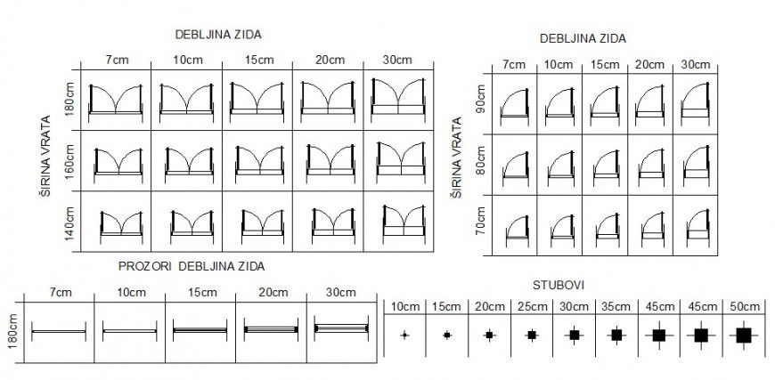 Multiple indoor doors blocks cad drawing details dwg file