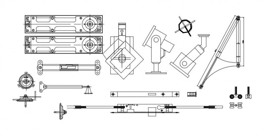 Multiple interior and constructive equipment blocks drawing details dwg file