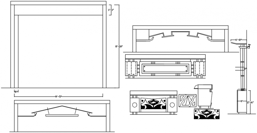Multiple jeweler shop furniture and interior cad drawing details dwg file