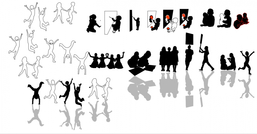 Multiple kids activity elevation blocks drawing details dwg file