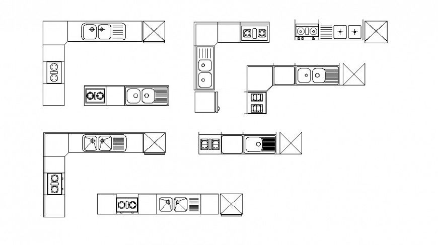 Multiple kitchen desk and furniture blocks cad drawing details dwg file