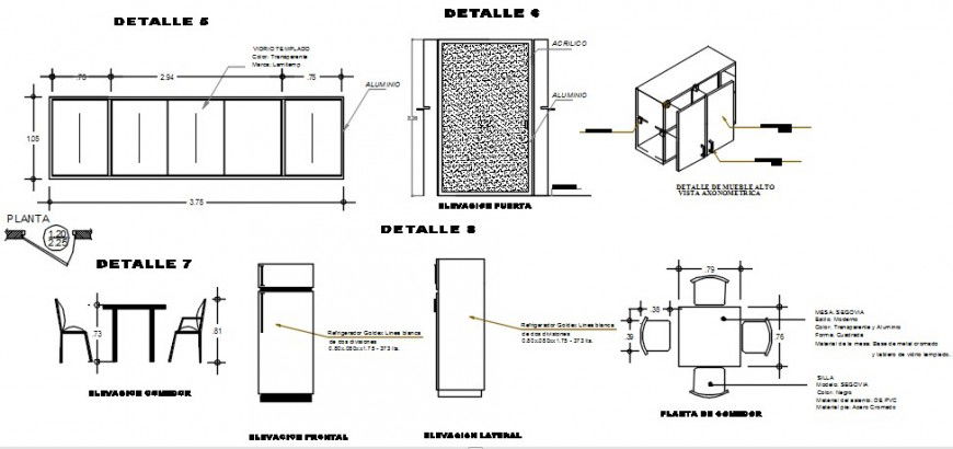 Multiple kitchen furniture sections and carpentry drawing details dwg file