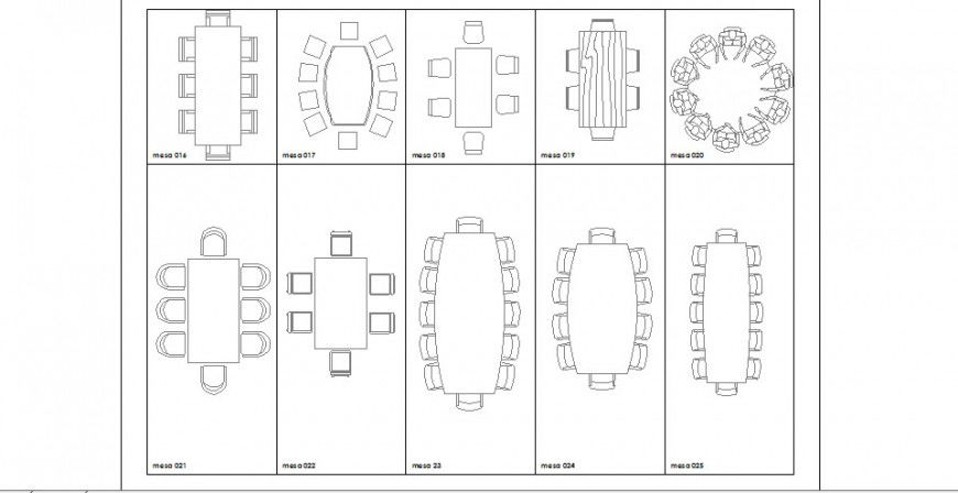 Multiple long dining table elevation blocks cad drawing details dwg file