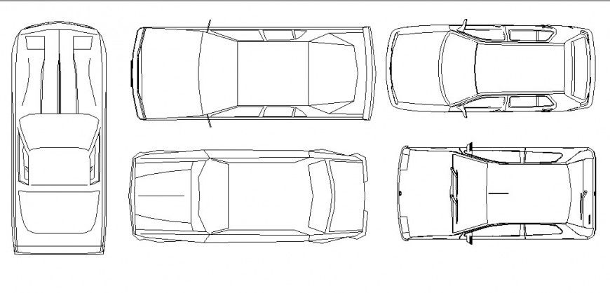 Multiple luxuries car top view elevation blocks cad drawing details dwg file