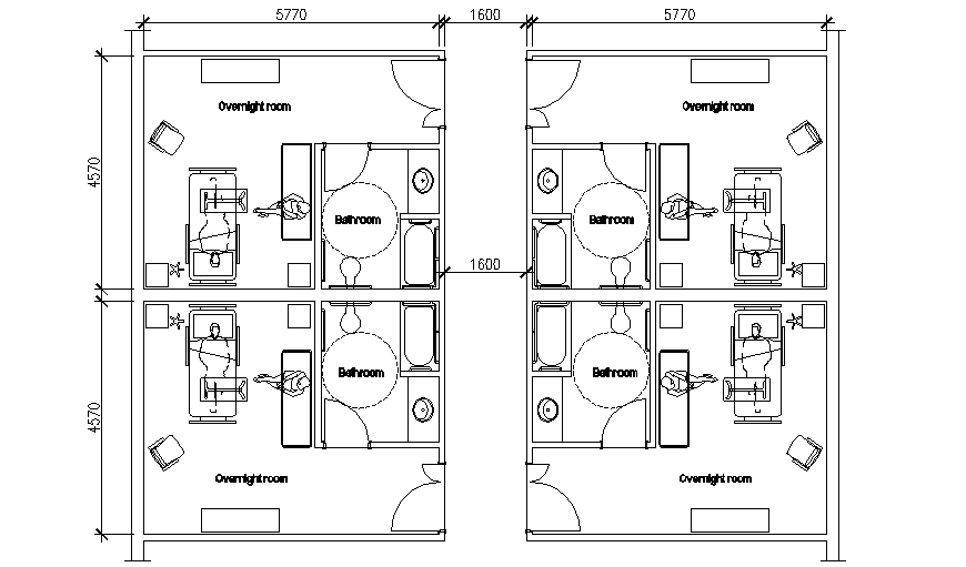 Multiple medical hospital wards plan cad drawing details dwg file